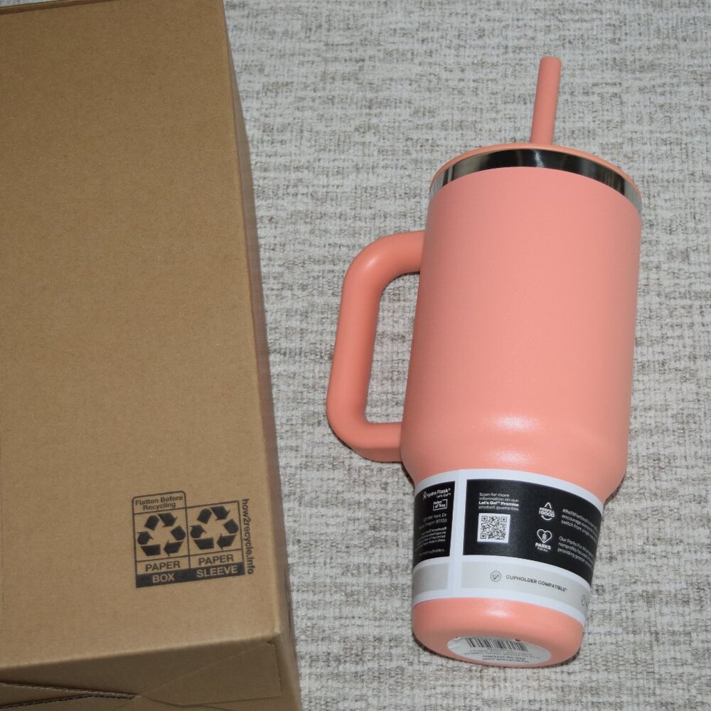 NEW w/ Box Straw Lid Hydro Flask 32 oz All Around Travel Tumbler Mug Sunglow T33 - Picture 3 of 9
